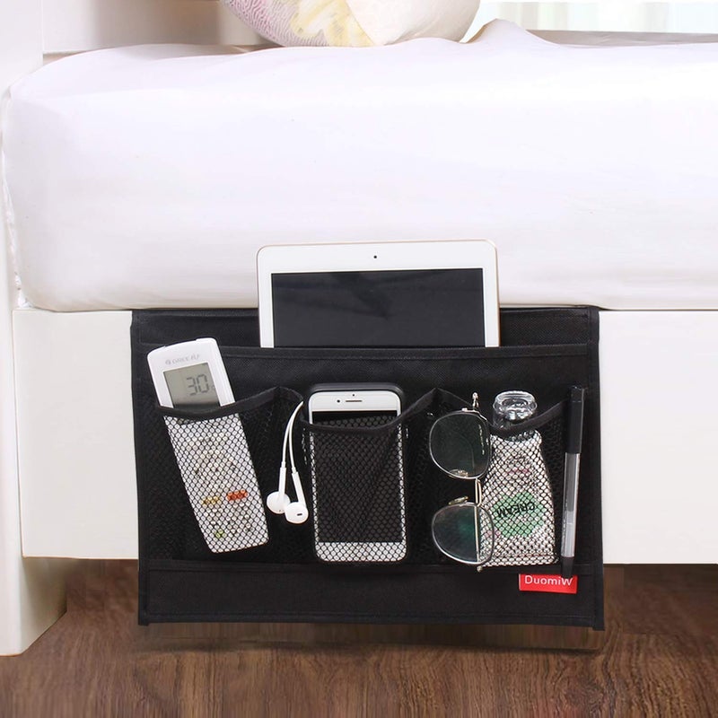 DuomiW Bedside Storage Organizer, Bedside Caddy, Table Cabinet Storage Organizer, TV Remote Control, Phones, Magazines, Tablets, Accessories (Black) - Image 4